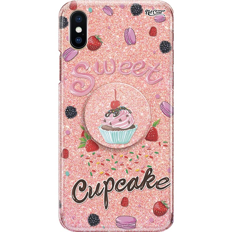 Capa Netcase Glitter + Pop 3in1 Rosê - Sweet Cupcake