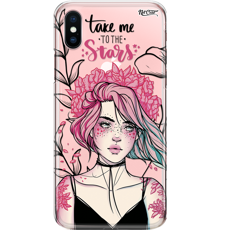 Capa Silicone NetCase Transparente Girl Colors: Take Me to the Stars