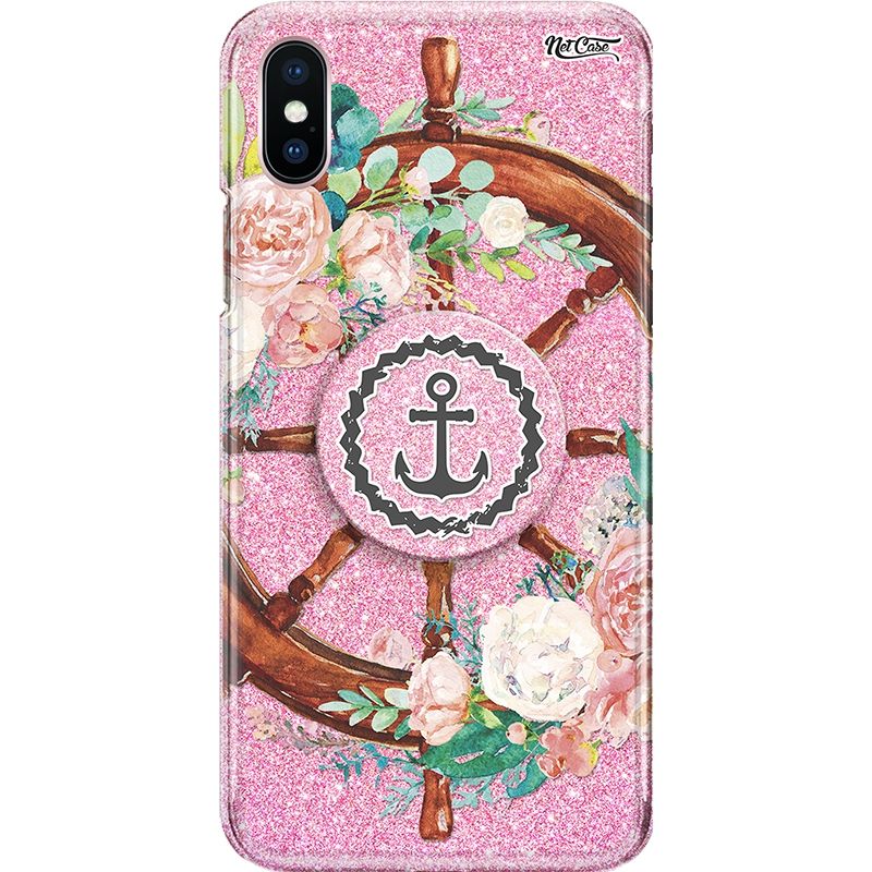 Capa Netcase Glitter + Pop 3in1 Rosa - Helm w/ Flowers