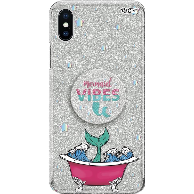 Capa Netcase Glitter + Pop 3in1 Prata - Mermaid Vibes