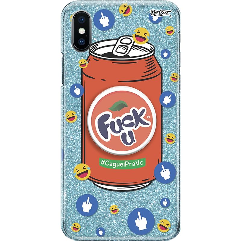 Capa Netcase Glitter + Pop 3in1 Azul - Refri Laranja F*ck U