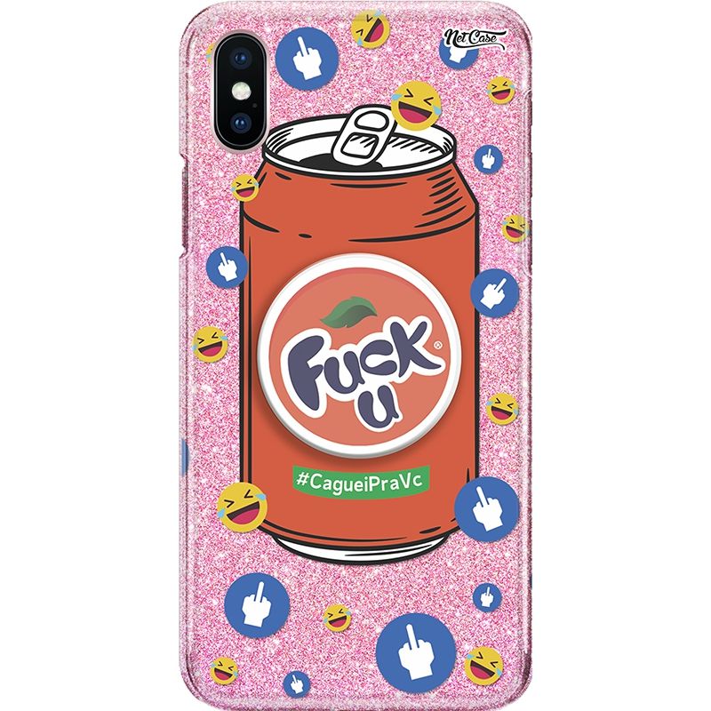 Capa Netcase Glitter + Pop 3in1 Rosa - Refri Laranja F*ck U