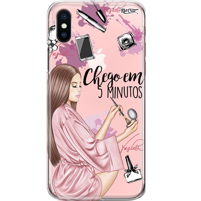 Capa Silicone NetCase Transparente 'Chego em 5 Minutos'