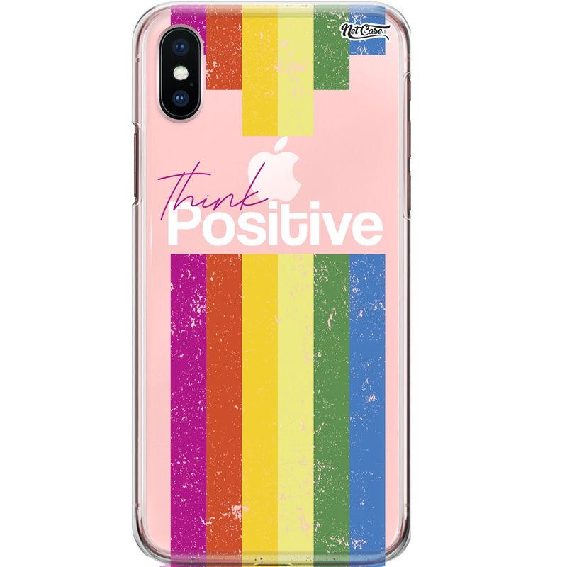 Capa Silicone NetCase Transparente Arco Íris Think Positive