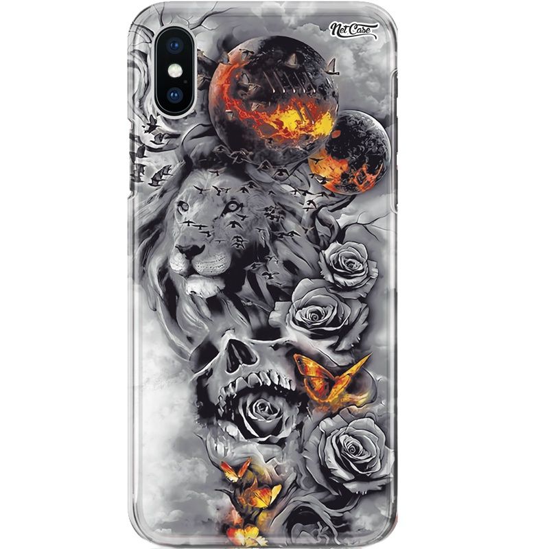 Capa Silicone NetCase Chapada Lion, Skull and Roses