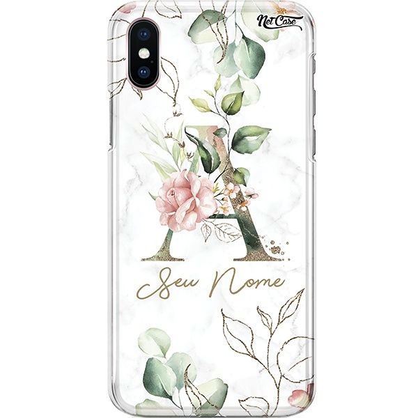 Capa Silicone NetCase Chapada Nome Marmorizada Arranjo Floral