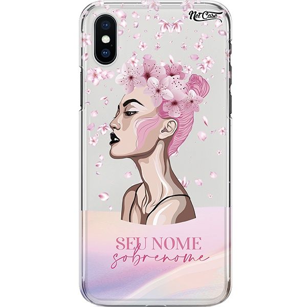 Capa Silicone NetCase Transparente Nome Pink Haired Girl