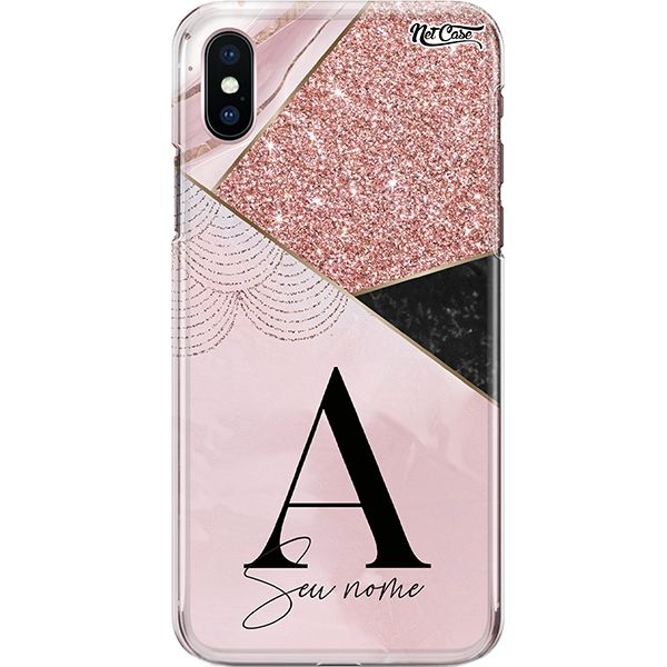 Capa Silicone NetCase Chapada Nome Half to Half Black and Rose Gold