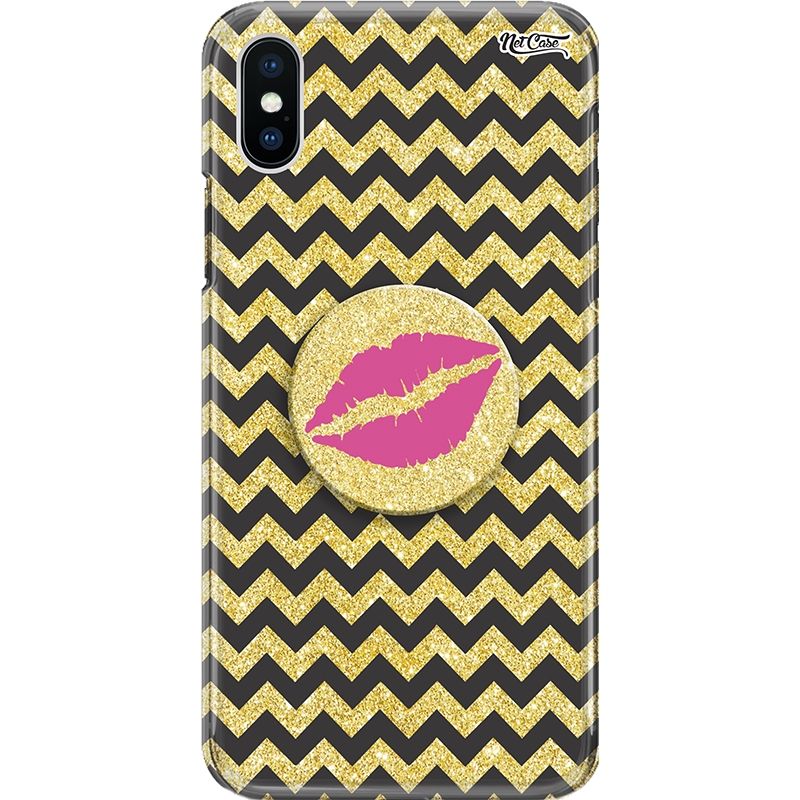 Capa Netcase Glitter + Pop 3in1 Dourado - Zig Zag Kiss