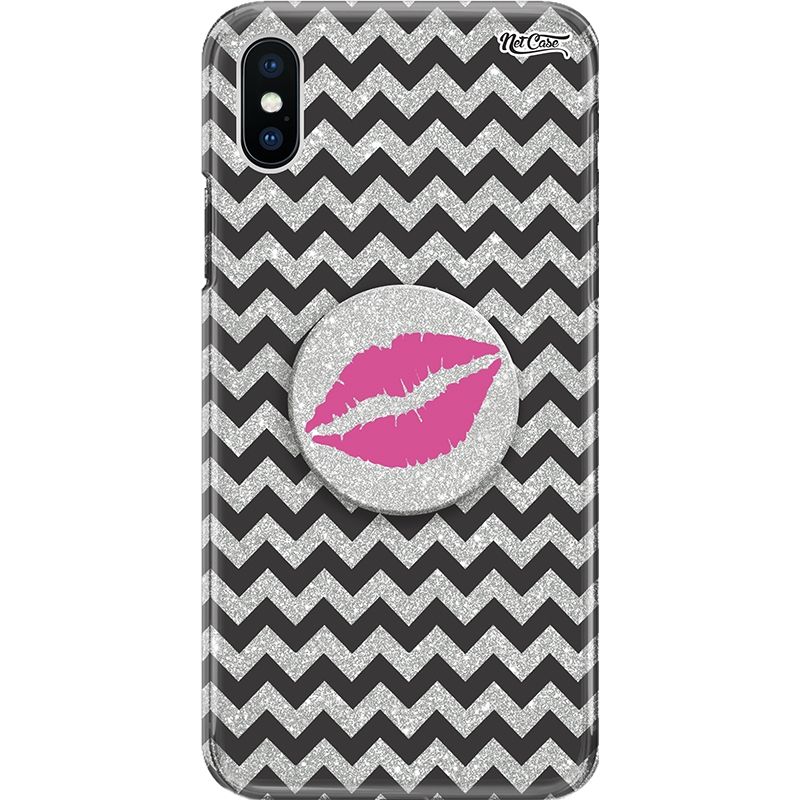 Capa Netcase Glitter + Pop 3in1 Prata - Zig Zag Kiss