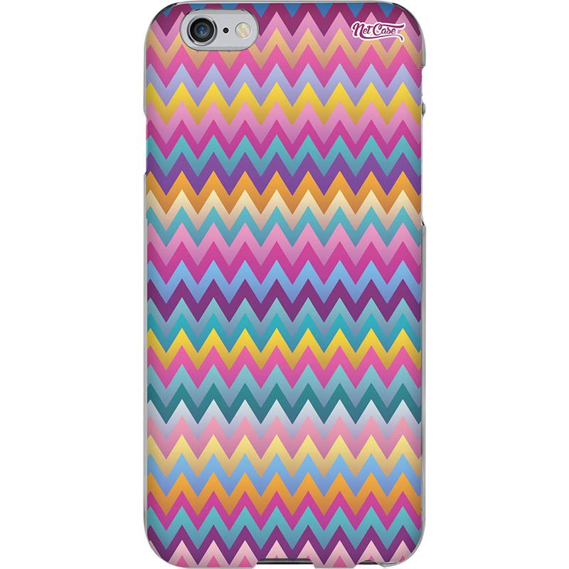 Capa Silicone NetCase Chapada Zig Zag Amarelo, Rosa e Azul