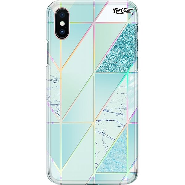 Capa Silicone NetCase Holográfica Geometric Blue Squares
