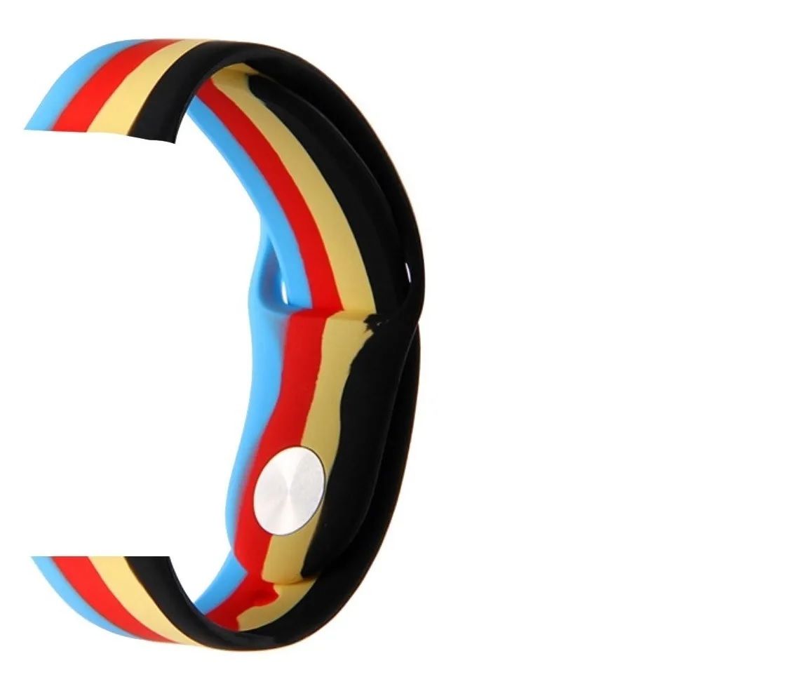 Pulseira Silicone Arco Íris 38/40mm - Azul, Vermelho, Amarelo, Preto