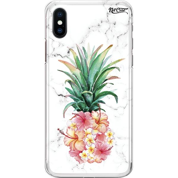 Capa Silicone NetCase Chapada Flowered Pineapple On White Marble