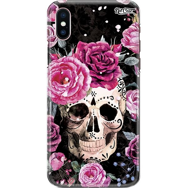 Capa Silicone NetCase Chapada Mexican Skull with Pink Roses