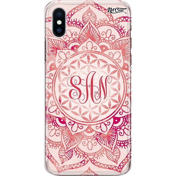 Capa Silicone NetCase Chapada Inicial Nome Pink Lotus Flower Mandala