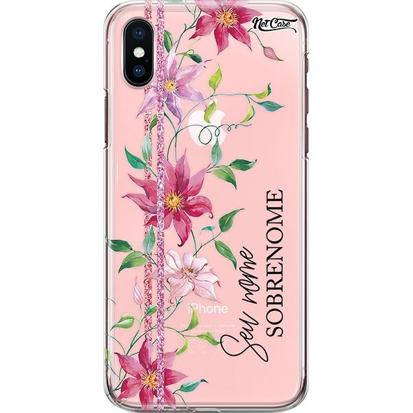 Capa Silicone NetCase Transparente Nome Pink Summer Flowers