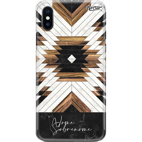 Capa Silicone NetCase Chapada Nome Abstract Marble and Wood Effect