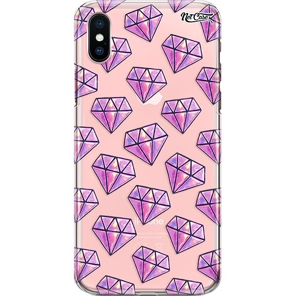 Capa Silicone NetCase Transparente Pink Diamonds