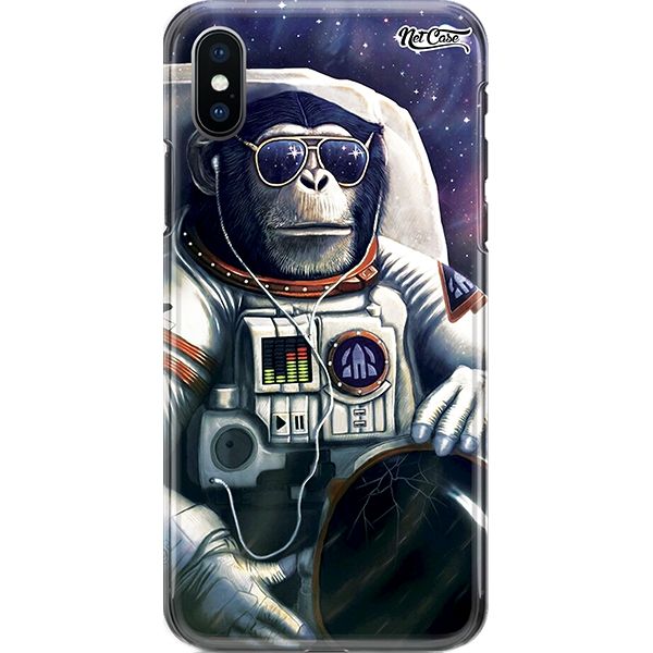 Capa Silicone NetCase Chapada Chimpanzee Astronaut Listening to Music