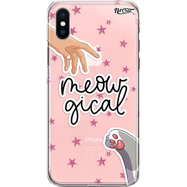 Capa Silicone NetCase Transparente Estrelas Meow Gical