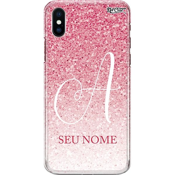 Capa Silicone NetCase Chapada Nome Pink Confetti Effect