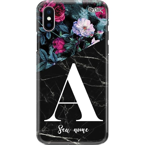 Capa Silicone NetCase Chapada Nome Black Marble with Flowers