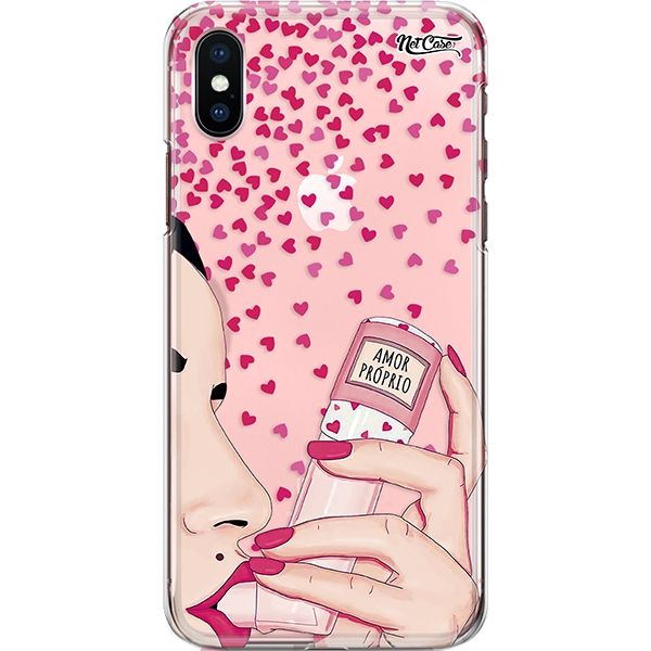Capa Silicone NetCase Transparente Coraçõezinhos: Amor Próprio