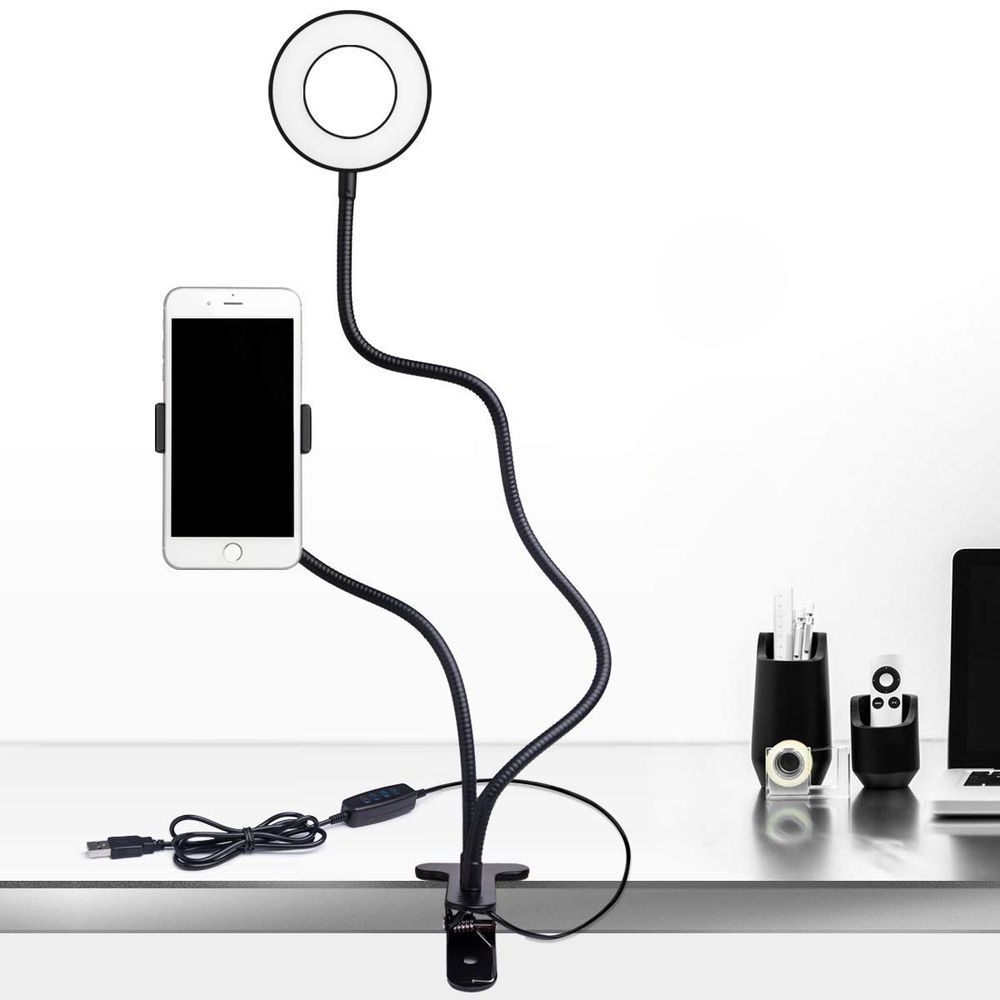 Suporte Multifuncional para Celular com Ring Light Usb - Preto