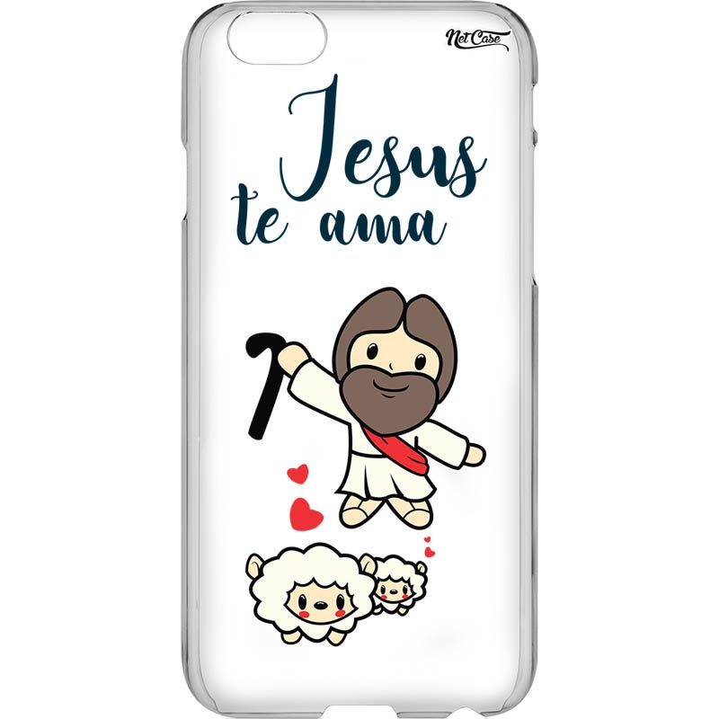 Capa Silicone NetCase Transparente Jesus Te Ama Cartoon