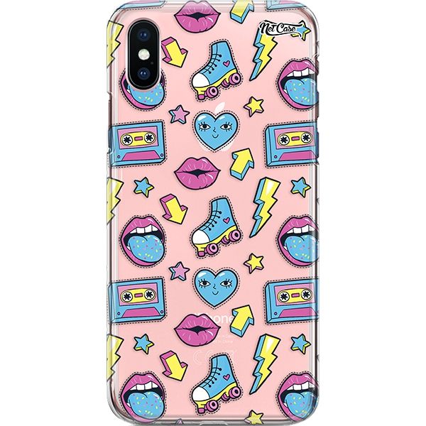 Capa Silicone NetCase Transparente Patches Blue Tongue Mouth