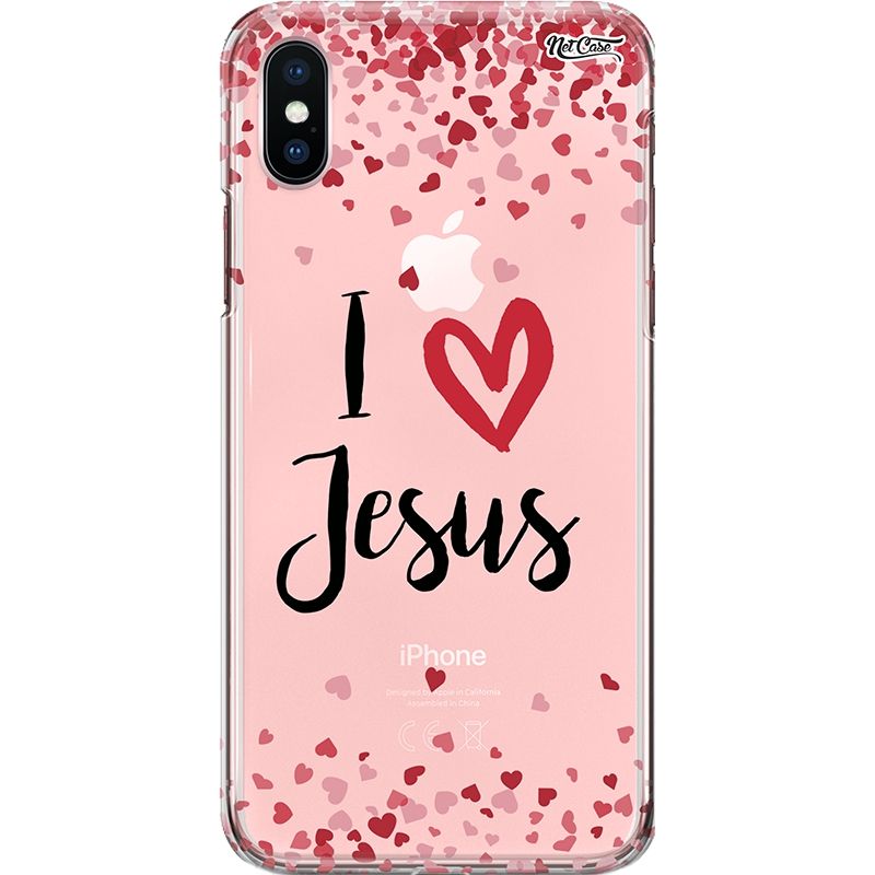 Capa Silicone NetCase Transparente Coraçõezinhos I S2 Jesus