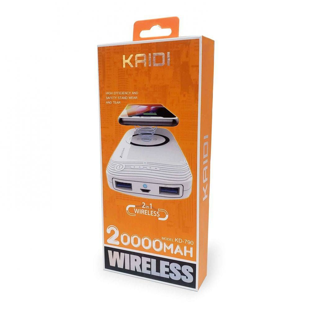 Carregador por Indução Usb Dual Kaidi - KD-790 - 20000mAh - Branco 