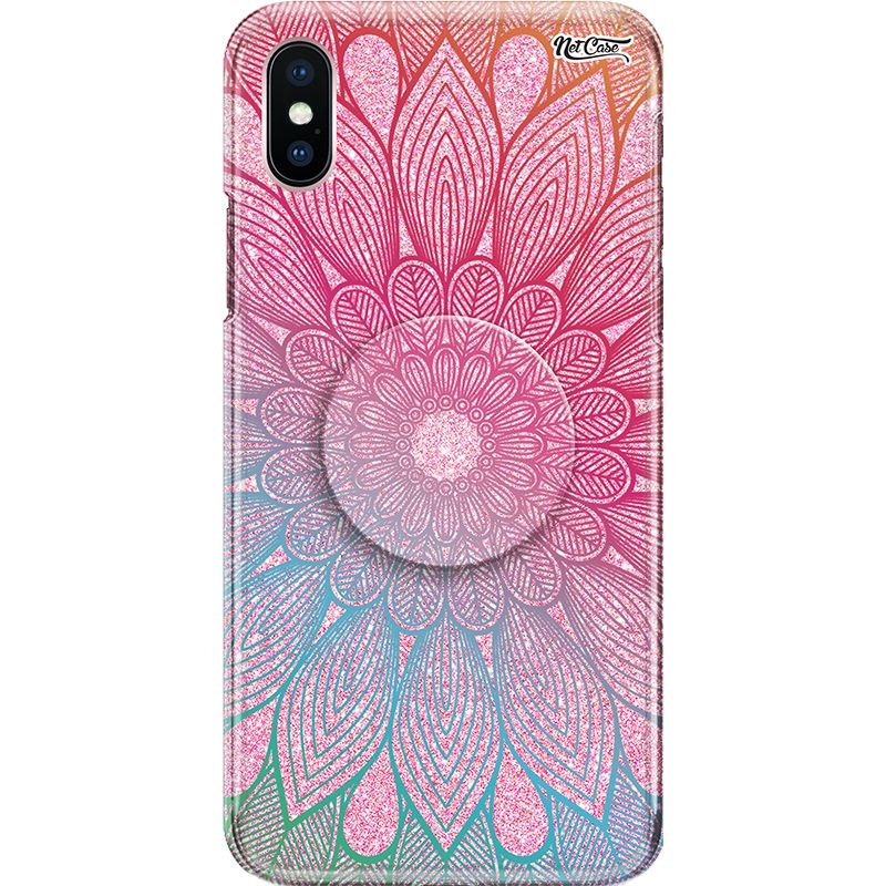 Capa Netcase Glitter + Pop 3in1 Rosa - Flor de Lótus Pink e Azul