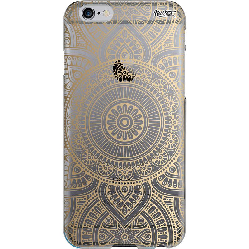 Capa Silicone NetCase Transparente Mandala Dourada