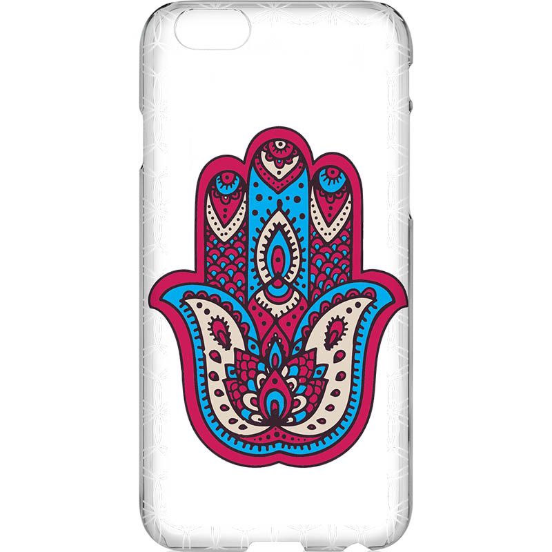Capa Silicone NetCase Transparente Hamsá Vermelho e Azul