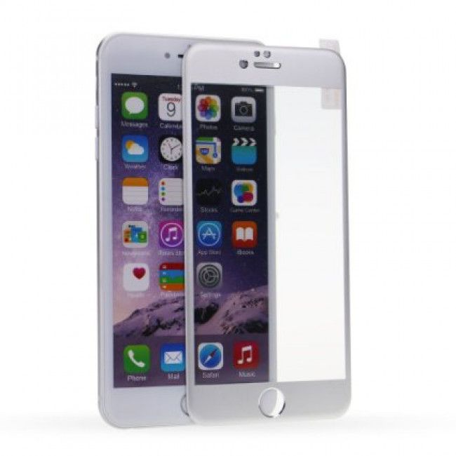 Película de Vidro Temperado Com Borda Metalizada para IPhone 6 Plus - Prata