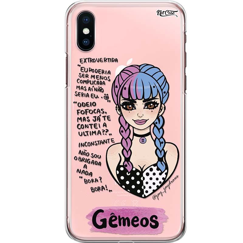 Capa Silicone NetCase Transparente Signo Gêmeos