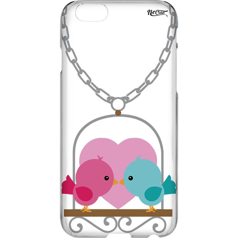 Capa Silicone NetCase Transparente Casal Passarinhos