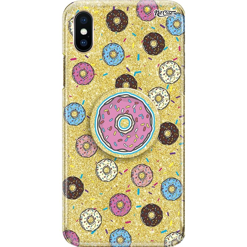 Capa Netcase Glitter + Pop 3in1 Dourado - Donuts