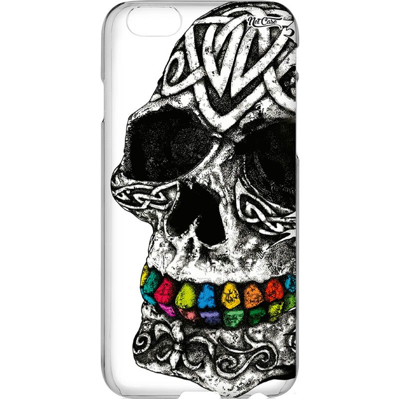 Capa Silicone NetCase Transparente Skull Colorful Teeth