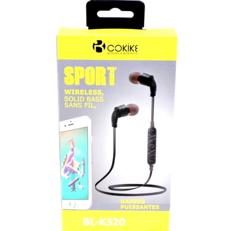 Fone de Ouvido Bluetooth Cokike BL-K320 Sport - Preto com Prata