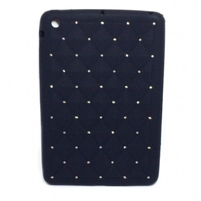 Capa Emborrachada com Strass para IPad Mini - Preto