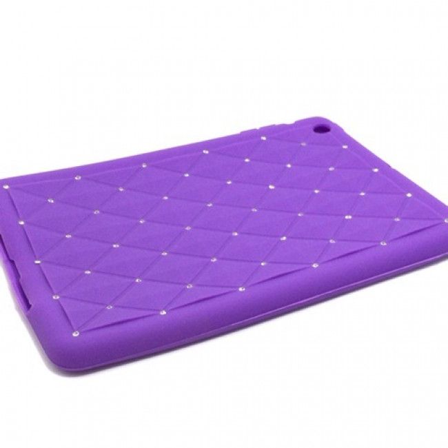 Capa Emborrachada com Strass para IPad Mini - Roxo