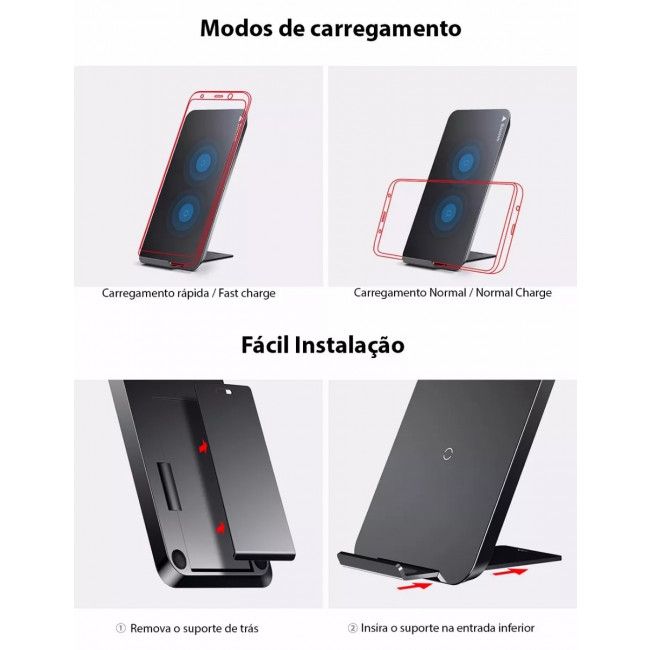 Carregador por Indução Baseus Desktop Wireless Suport - Preto
