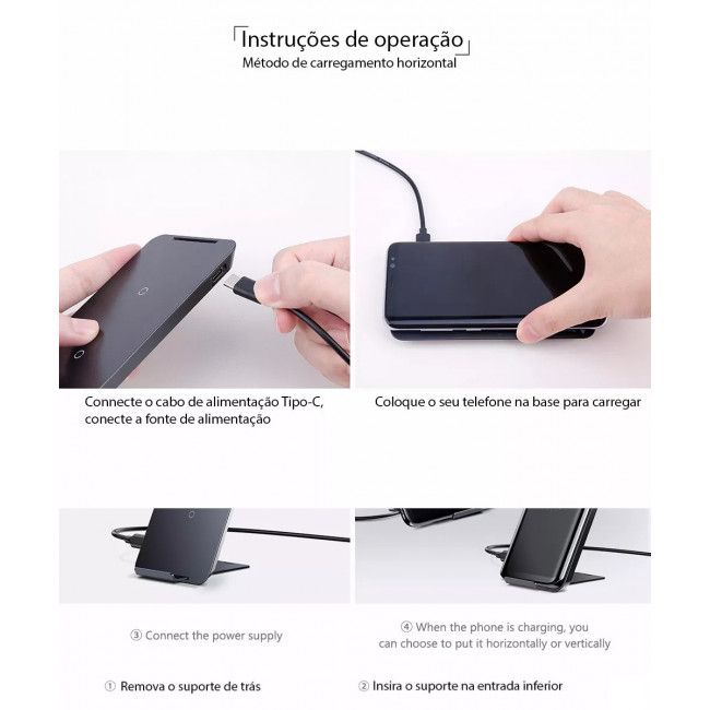 Carregador por Indução Baseus Desktop Wireless Suport - Preto