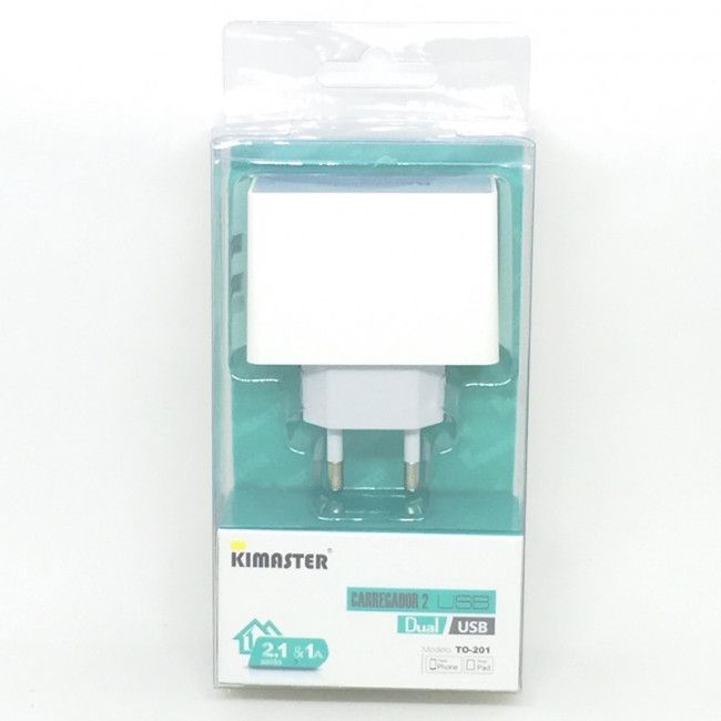 Carregador de Parede Universal Usb Duplo Kimaster - Branco