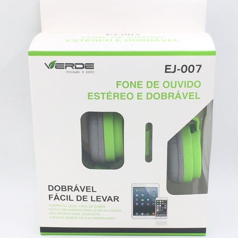 Fone de Ouvido VERDE EJ-007 - Verde