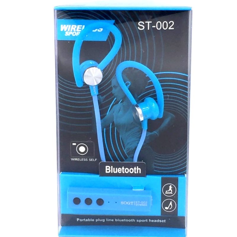 Fone Headset Bluetooth Sport SOGT ST-002 - Azul