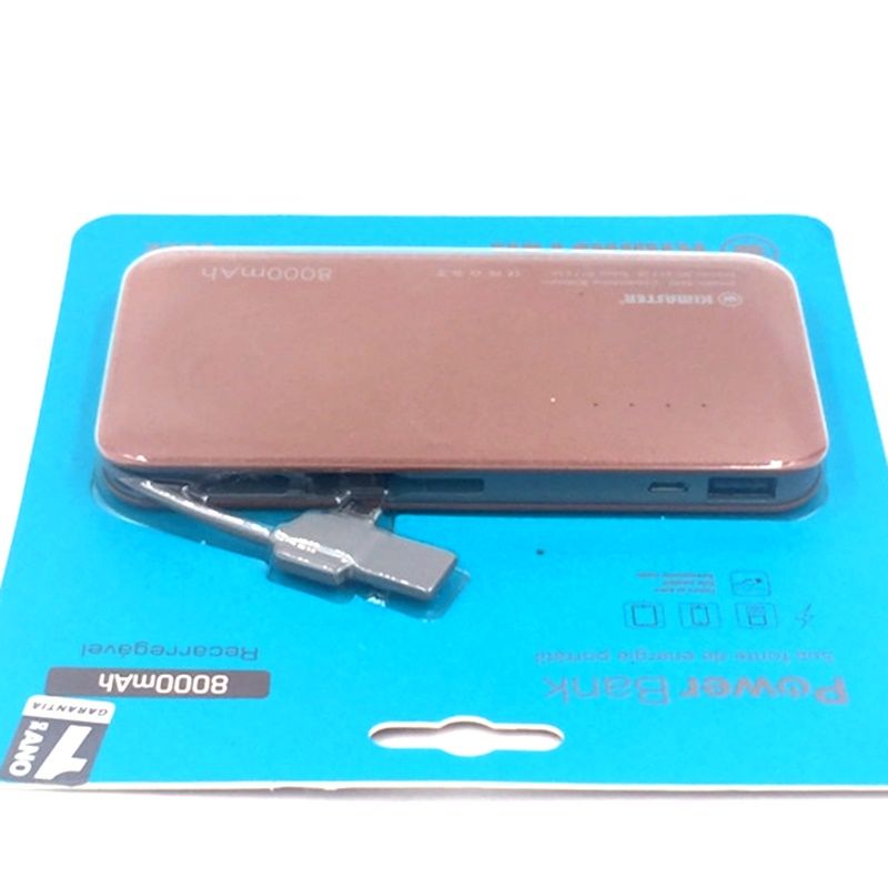 Bateria Extra Portátil Universal Power Bank Slim Kimaster Usb - E622 - 8000mAh - Marrom